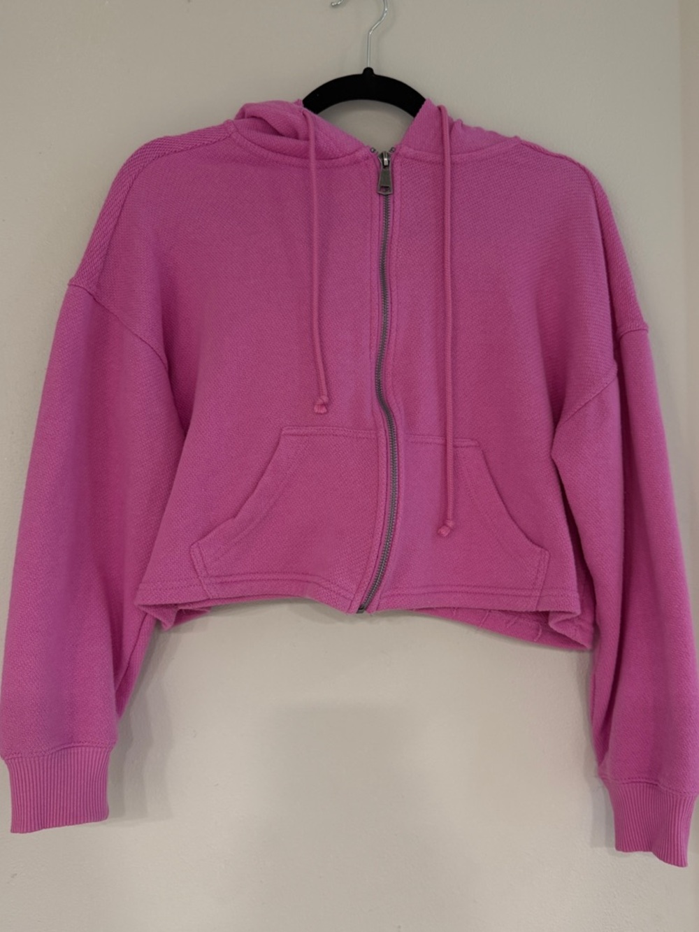 Hippie Rose Hot Pink Knit Zip Hoodie